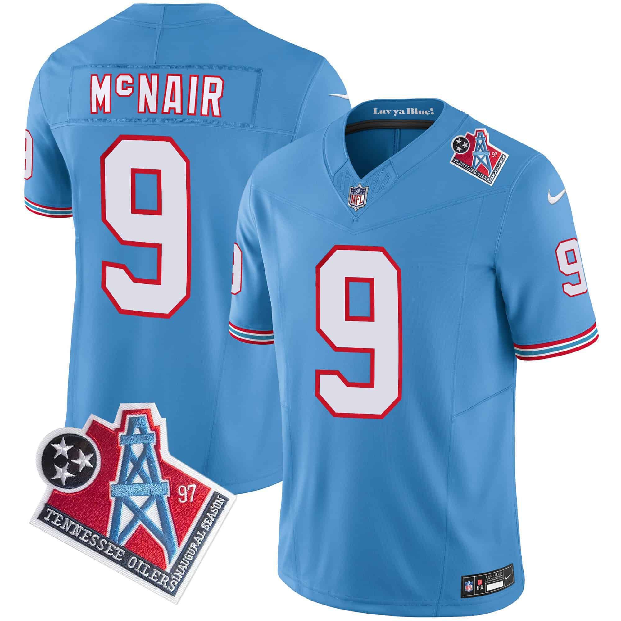 Men Tennessee Titans #9 Mcnair Light Blue 1997 Throwback 2024 Nike Limited Vapor NFL Jersey->indianapolis colts->NFL Jersey